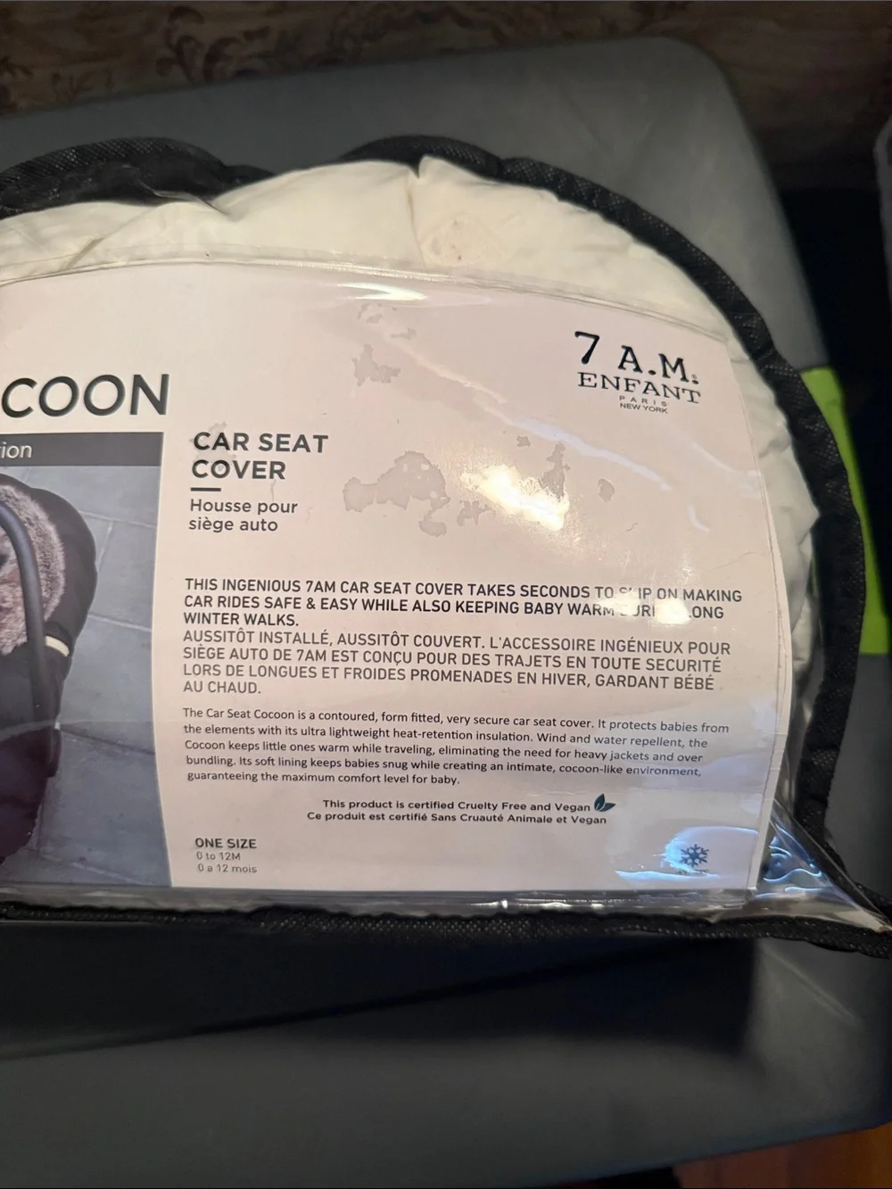 7 A.M. Enfant Cocoon Tundra Collection Car Seat Cover - Beige Fur